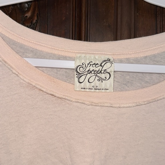 Free People cotton mesh tulle shirt blush pink XS oversized still got it tee - Picture 3 of 5